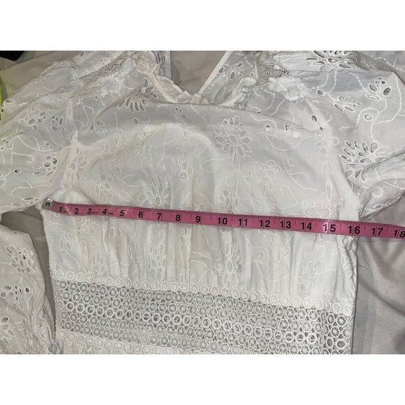 ALL SAINTS White Long-Sleeve Tiered Annasia Broderie Mini Dress Women's Size 4 - Picture 8 of 10